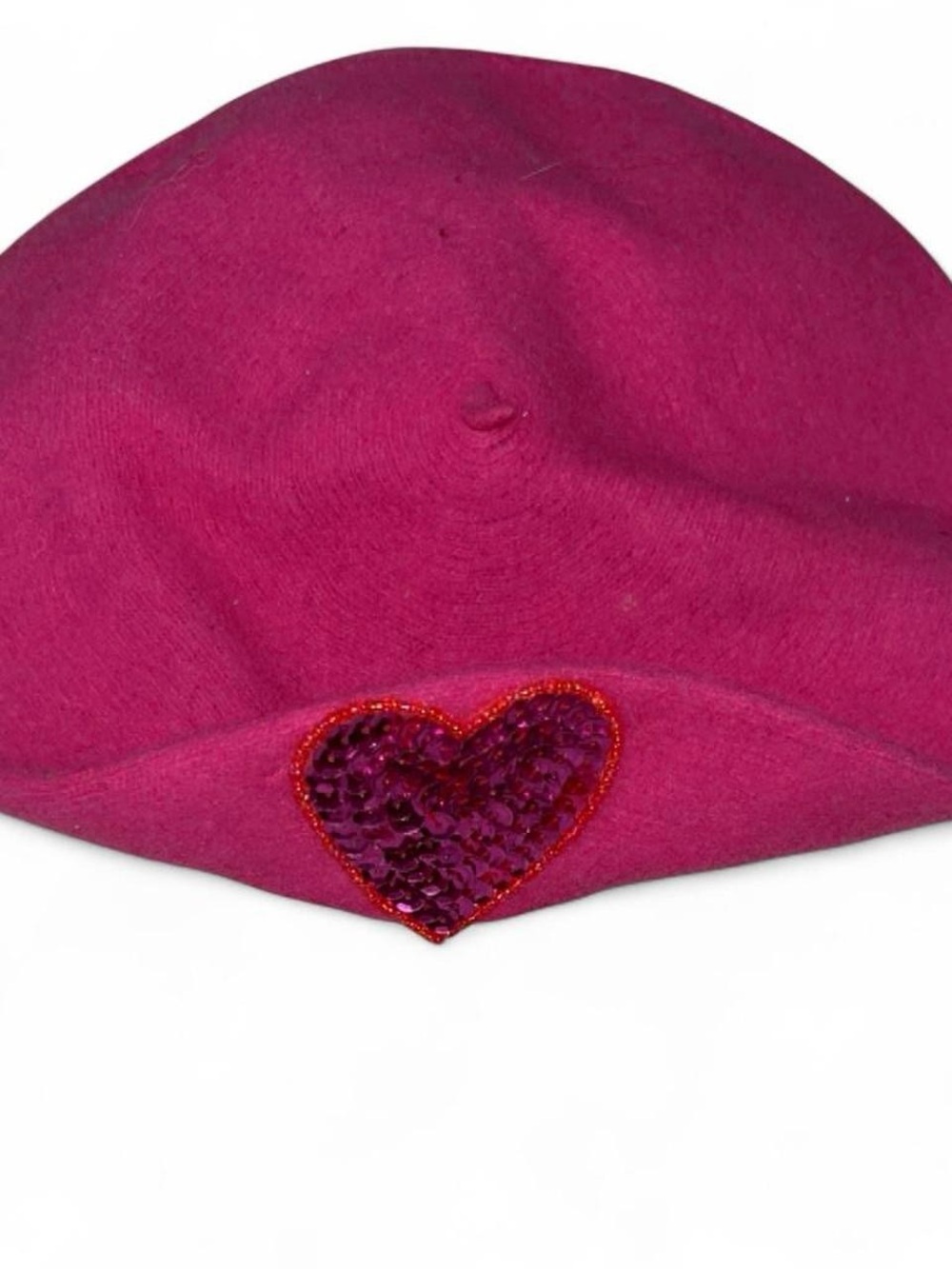 Sequin Heart Pink Beret for Women